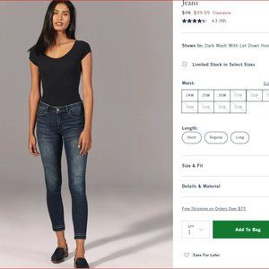 Abercrombie & Fitch Mid Rise Super Skinny Ankle Jeans  2S